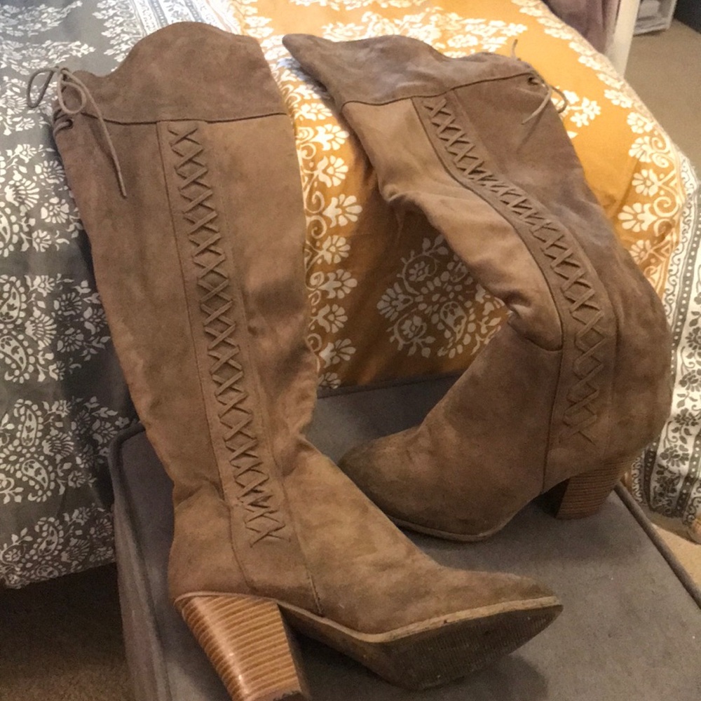 Knee high suede boots